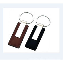 Leather Key Ring, Metal Keychain with PU Leather (GZHY-KA-023)